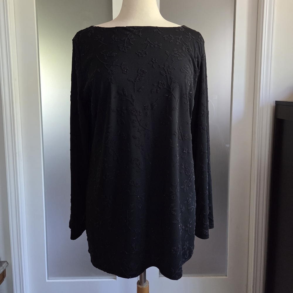 Liz Claiborne Beaded Black Blouse